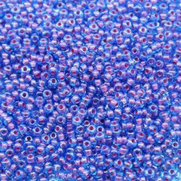 Transparent blue with a painted purple center, Czech beads