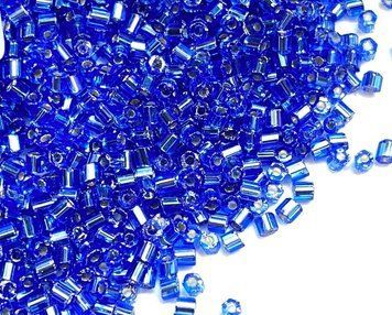 Blue-cornflower blue with silver-plated center, Czech cut