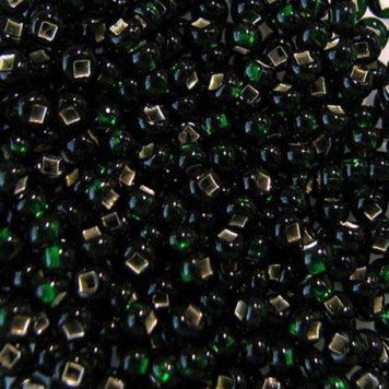 Dark green with silver-plated center, Czech beads