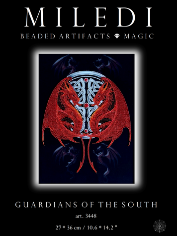 Guardians of the South, Complete kit for DIY embroidery with beads and decorative elements, Kit