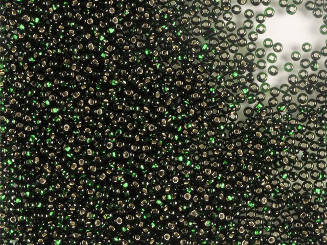 Dark green with silver-plated center, Czech beads