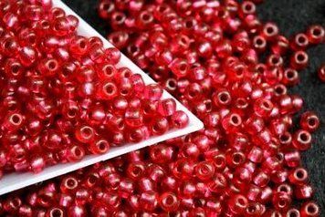 Raspberry transparent with silver-plated center large, Czech beads
