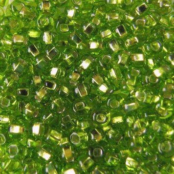 Light green with silver-plated center, Czech beads