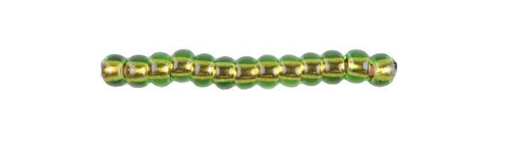 Transparent peridot with copper shiny center, Czech beads