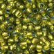 Transparent peridot with copper shiny center, Czech beads