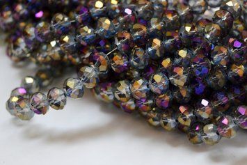 Намистини кришталеві рондель 6/8 мм black diamond violet iris (низка 65 шт) 129-8/BS-Briolex фото