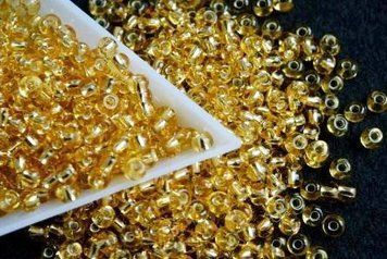 Light gold with silver-plated center large, Czech beads