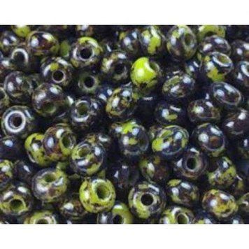 Olive travertine, Czech beads