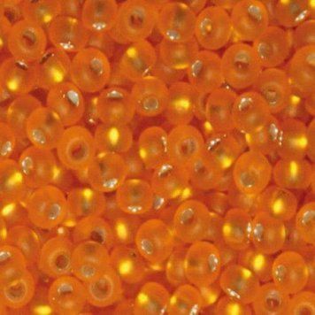 Помаранчевий прозорий із срібною серединкою матовий, Чеський бісер 33139/87060/10matt-1 гр-Preciosa фото