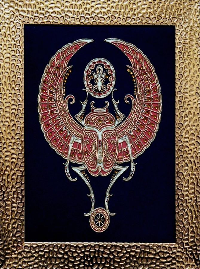 Sacred Scarab, Complete kit for DIY embroidery with beads and decorative elements, Kit