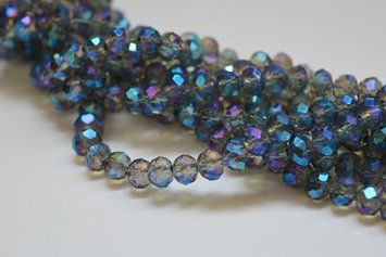 Намистини кришталеві рондель 6/4,5 мм black diamond blue iris (низка 90 шт) 129/BS-Briolex фото