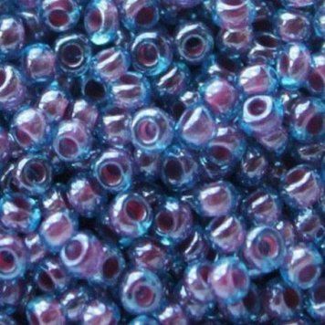 Transparent blue with a painted lilac center, Czech beads