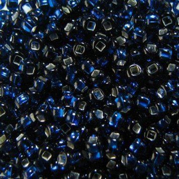 Dark blue with silver plated center, Czech beads