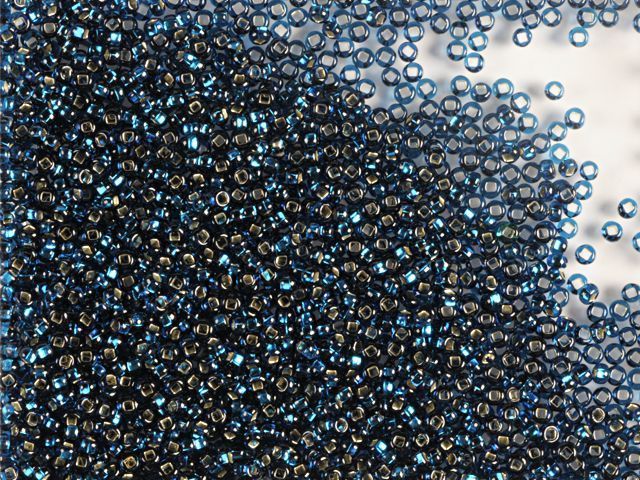 Dark blue with silver plated center, Czech beads