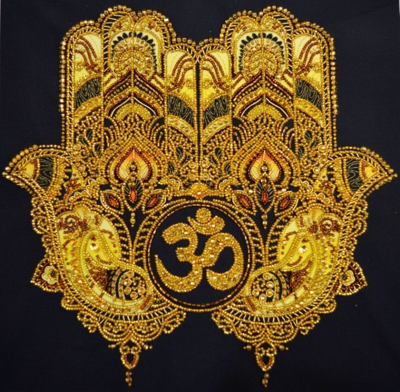 Om So Hum, Complete kit of talismans for DIY embroidery with beads and decorative elements, Kit