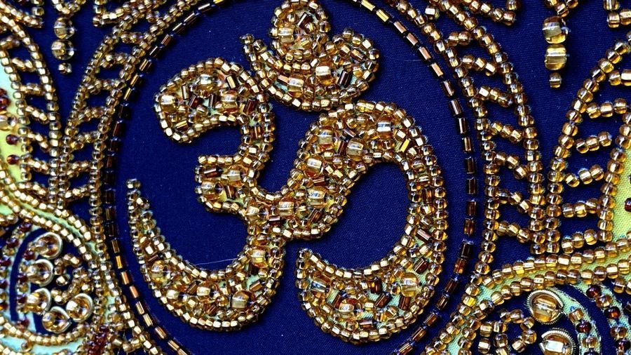 Om So Hum, Complete kit of talismans for DIY embroidery with beads and decorative elements, Kit