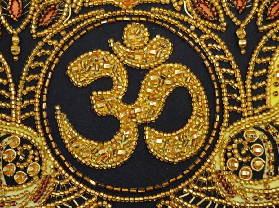 Om So Hum, Complete kit of talismans for DIY embroidery with beads and decorative elements, Kit