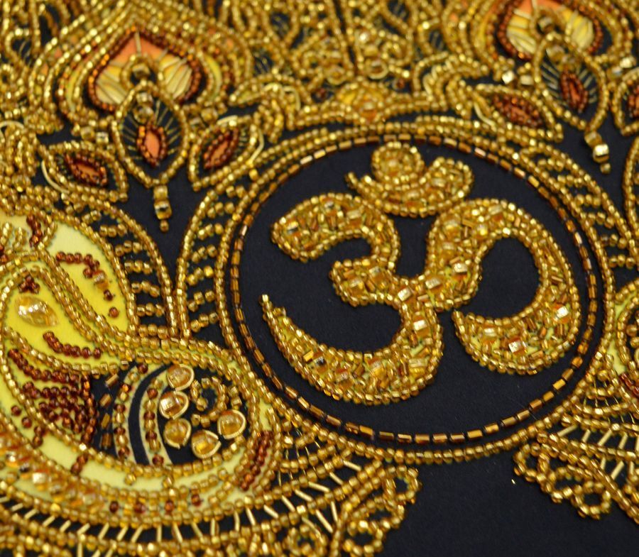 Om So Hum, Complete kit of talismans for DIY embroidery with beads and decorative elements, Kit