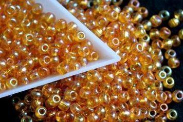 Amber transparent with rainbow shine large, Czech beads