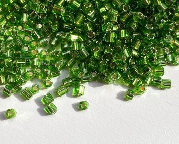 Green light transparent with silvered center, Czech cut
