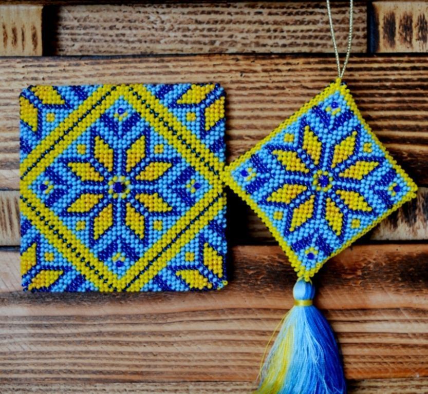 Alatyr "Freedom" (Volumetric tile and pendant), Complete kit for creating a DIY amulet with beads and decorative elements, Kit