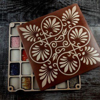 Wooden Double Sided Bead Organizer with Lid for 60 Cells, Vintage