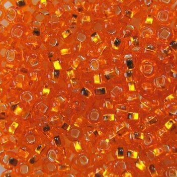 Orange bright with silver-plated center, Czech beads
