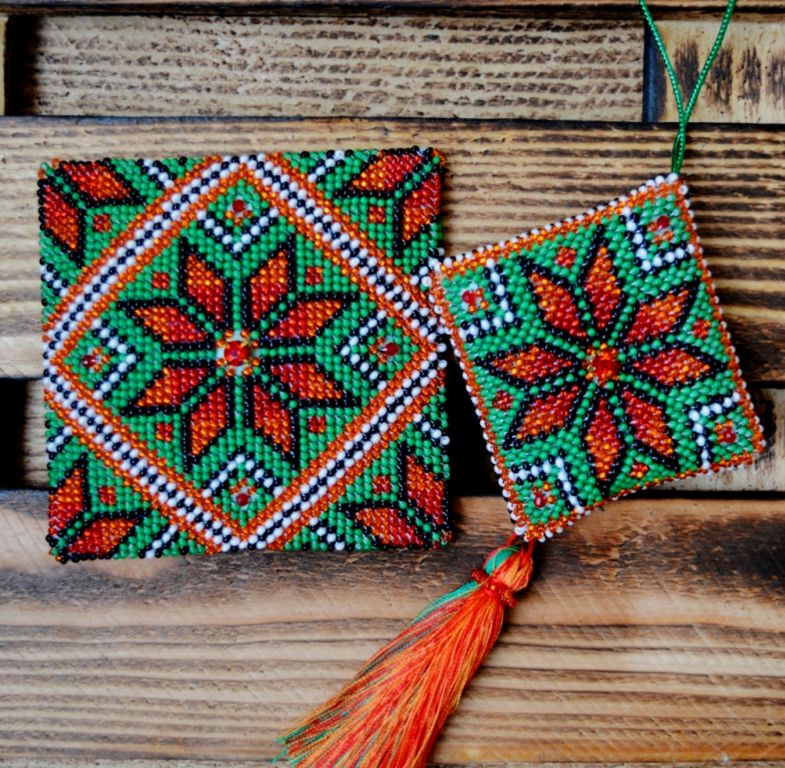 Alatyr "Energy" (Volumetric tile and pendant), Complete kit for creating a DIY amulet with beads and decorative elements, Kit