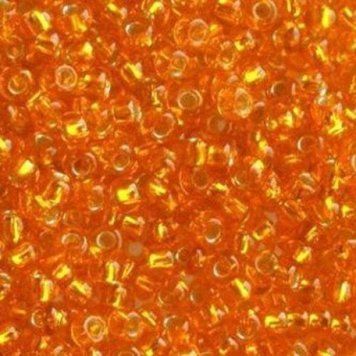 Orange with silver plated center, Czech beads