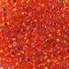 Red-orange with silver-plated center, Czech beads