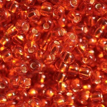 Red-orange with silver-plated center, Czech beads