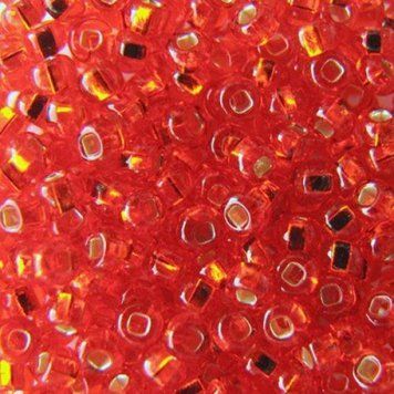 Light red with silver plated center, Czech beads