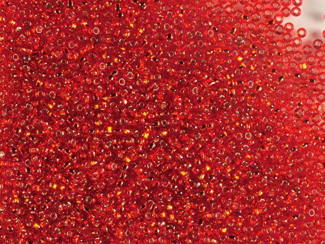 Light red with silver plated center, Czech beads