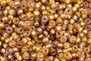 Amber Rainbow Matte with Silver Center, Czech Beads