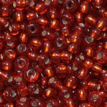 Red with silver plated center, Czech beads